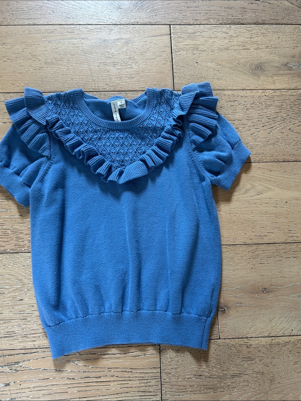 Janie and Jack Blue Ruffle Smocked Knit Top